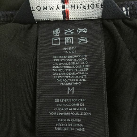 (NWT) Tommy Hilfiger Core Navy/Yellow Bandeau/Halter Ruched Bikini Top Sz M - Picture 8 of 8